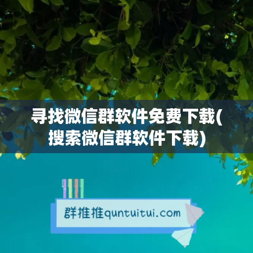 寻找微信群软件免费下载(搜索微信群软件下载)