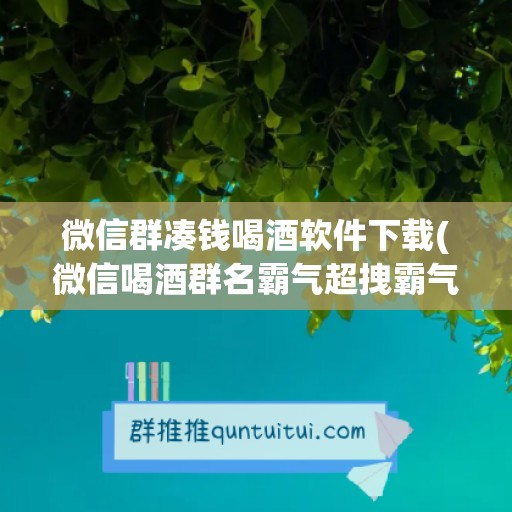 微信群凑钱喝酒软件下载(微信喝酒群名霸气超拽霸气)