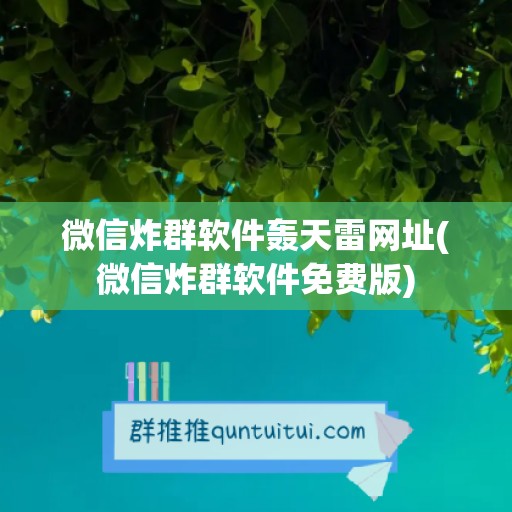 微信炸群软件轰天雷网址(微信炸群软件免费版)