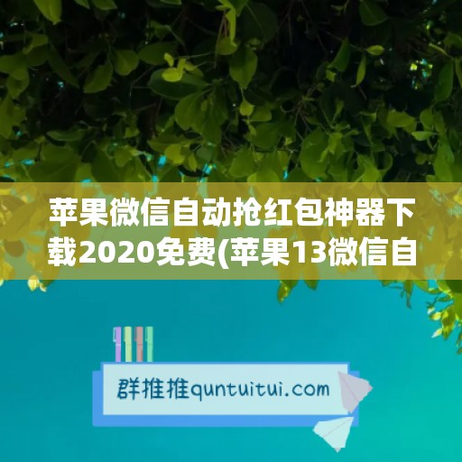 苹果微信自动抢红包神器下载2020免费(苹果13微信自动抢红包)