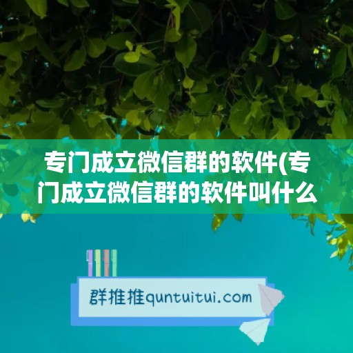 专门成立微信群的软件(专门成立微信群的软件叫什么)