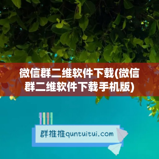 微信群二维软件下载(微信群二维软件下载手机版)