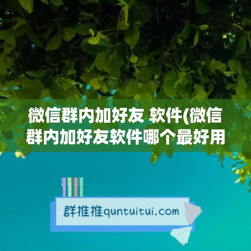 微信群内加好友 软件(微信群内加好友软件哪个最好用)