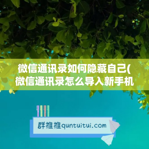 微信通讯录如何隐藏自己(微信通讯录怎么导入新手机)