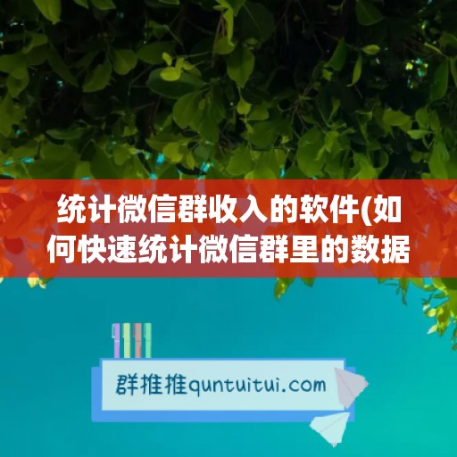 统计微信群收入的软件(如何快速统计微信群里的数据)