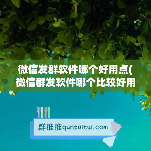 微信发群软件哪个好用点(微信群发软件哪个比较好用)