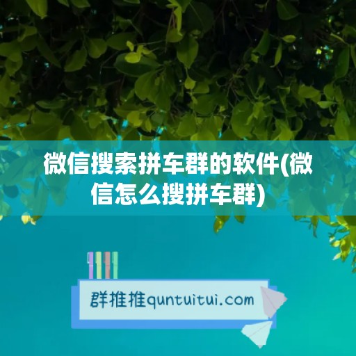 微信搜索拼车群的软件(微信怎么搜拼车群)