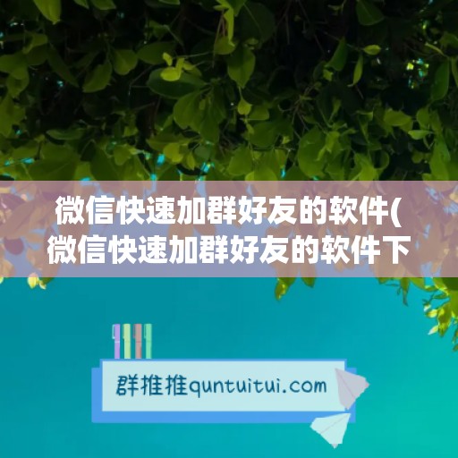 微信快速加群好友的软件(微信快速加群好友的软件下载)