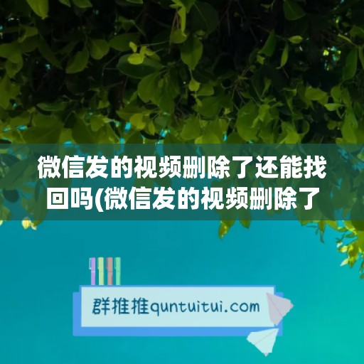 微信发的视频删除了还能找回吗(微信发的视频删除了对方还会有吗)