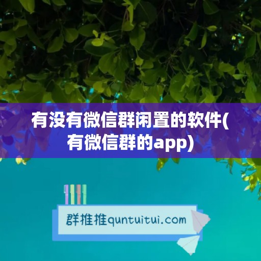 有没有微信群闲置的软件(有微信群的app)