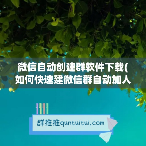 微信自动创建群软件下载(如何快速建微信群自动加人)