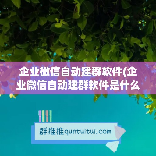 企业微信自动建群软件(企业微信自动建群软件是什么)