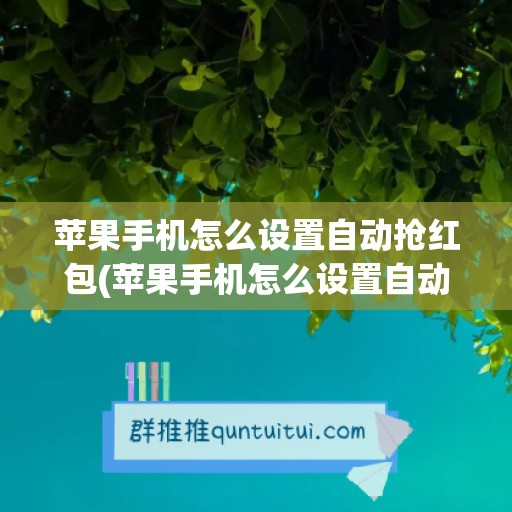 苹果手机怎么设置自动抢红包(苹果手机怎么设置自动抢红包功能视频)