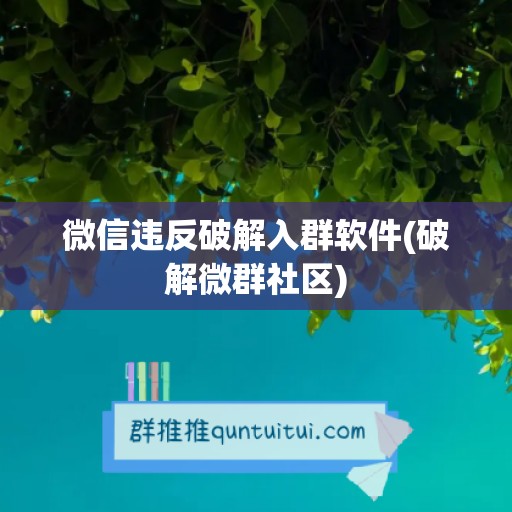 微信违反破解入群软件(破解微群社区)