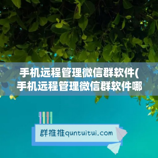 手机远程管理微信群软件(手机远程管理微信群软件哪个好)