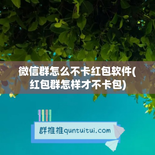 微信群怎么不卡红包软件(红包群怎样才不卡包)