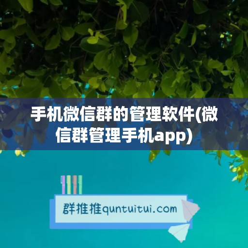 手机微信群的管理软件(微信群管理手机app)