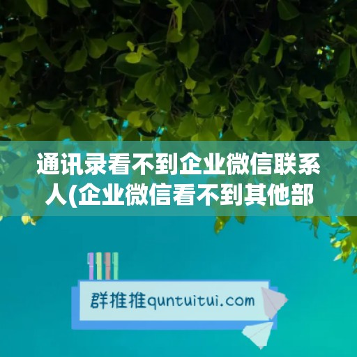 通讯录看不到企业微信联系人(企业微信看不到其他部门通讯录)