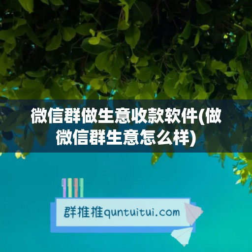 微信群做生意收款软件(做微信群生意怎么样)