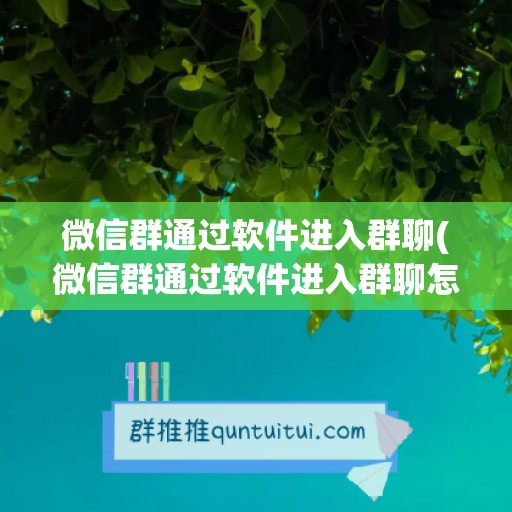 微信群通过软件进入群聊(微信群通过软件进入群聊怎么设置)