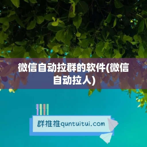 微信自动拉群的软件(微信自动拉人)