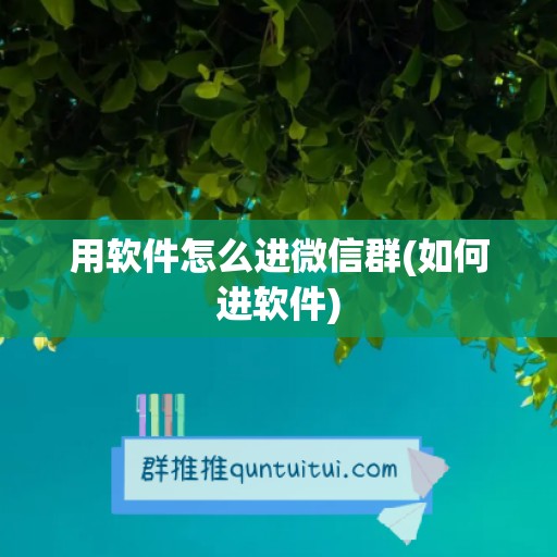 用软件怎么进微信群(如何进软件)