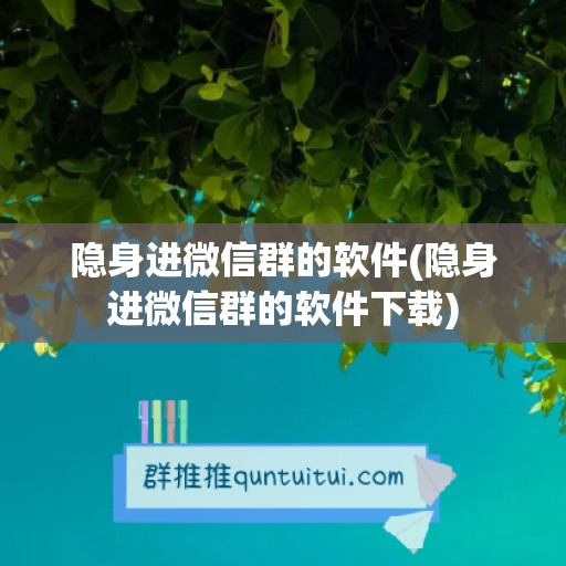 隐身进微信群的软件(隐身进微信群的软件下载)