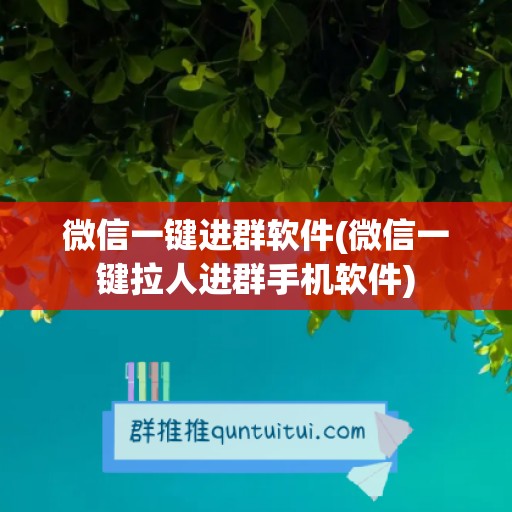 微信一键进群软件(微信一键拉人进群手机软件)