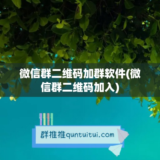 微信群二维码加群软件(微信群二维码加入)