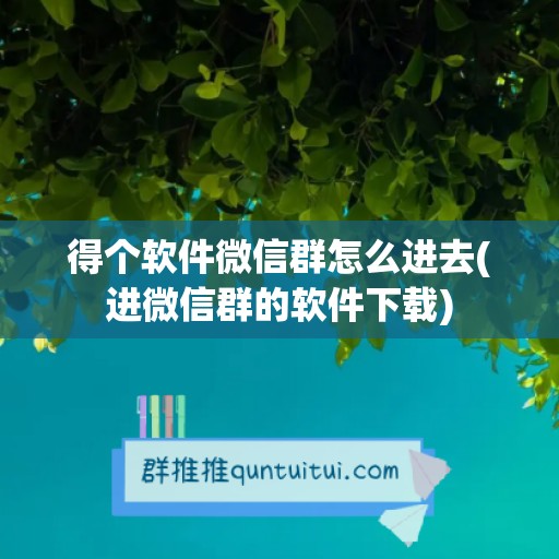 得个软件微信群怎么进去(进微信群的软件下载)