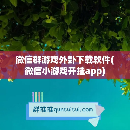 微信群游戏外卦下载软件(微信小游戏开挂app)