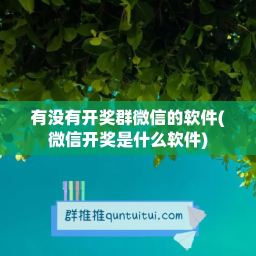 有没有开奖群微信的软件(微信开奖是什么软件)