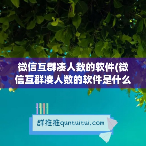 微信互群凑人数的软件(微信互群凑人数的软件是什么)