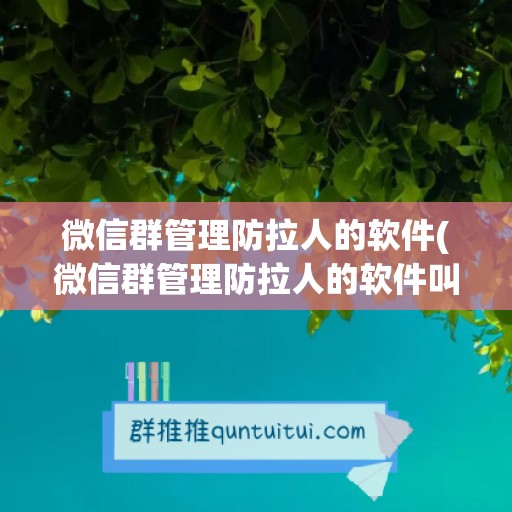 微信群管理防拉人的软件(微信群管理防拉人的软件叫什么)