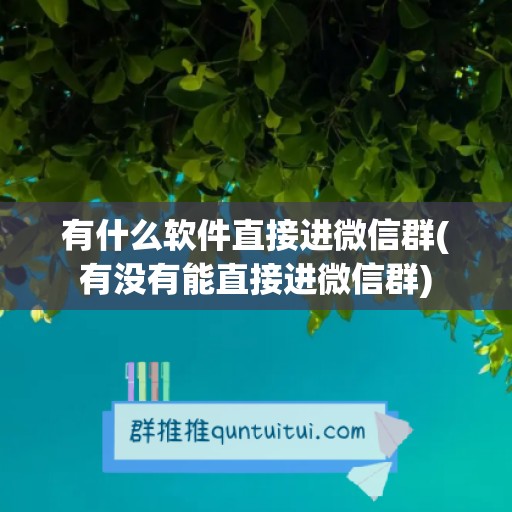 有什么软件直接进微信群(有没有能直接进微信群)