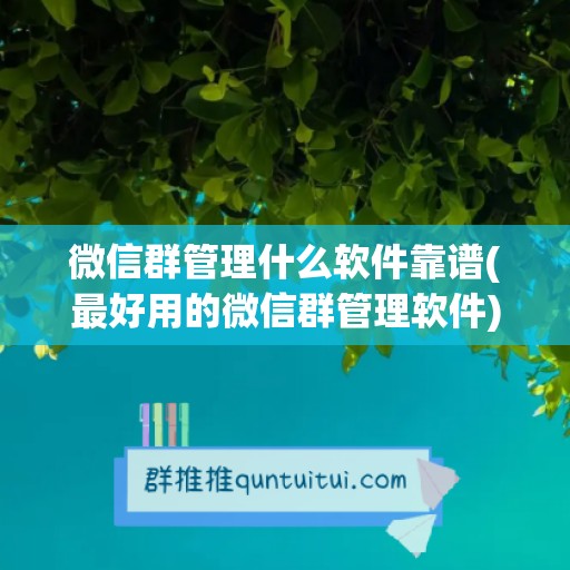 微信群管理什么软件靠谱(最好用的微信群管理软件)