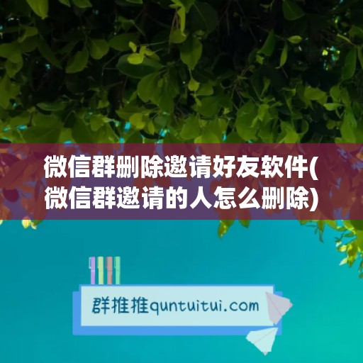 微信群删除邀请好友软件(微信群邀请的人怎么删除)