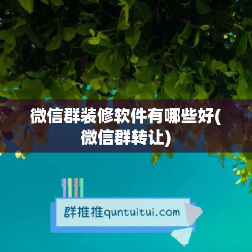 微信群装修软件有哪些好(微信群转让)