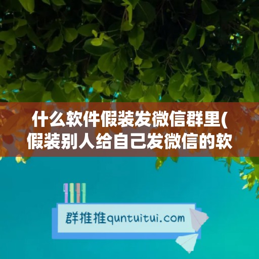 什么软件假装发微信群里(假装别人给自己发微信的软件)