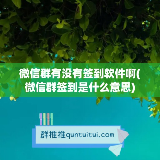 微信群有没有签到软件啊(微信群签到是什么意思)