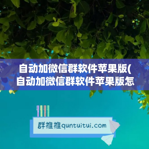 自动加微信群软件苹果版(自动加微信群软件苹果版怎么设置)