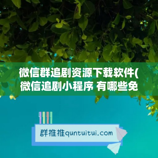 微信群追剧资源下载软件(微信追剧小程序 有哪些免费)