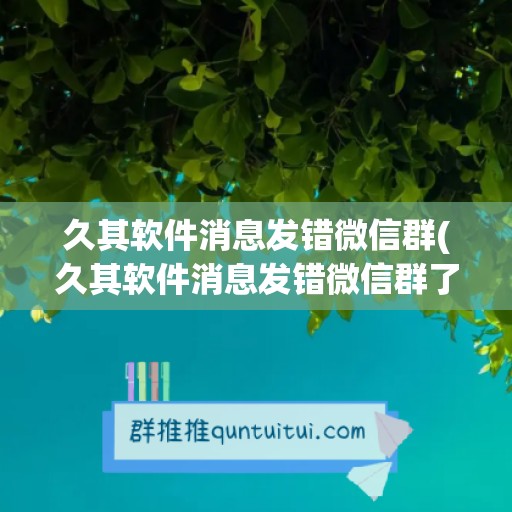 久其软件消息发错微信群(久其软件消息发错微信群了怎么办)