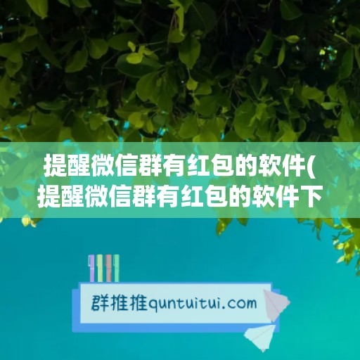 提醒微信群有红包的软件(提醒微信群有红包的软件下载)