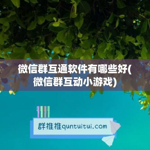 微信群互通软件有哪些好(微信群互动小游戏)