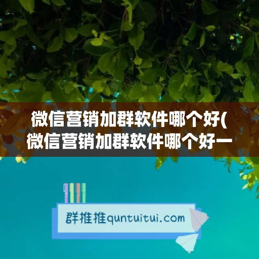 微信营销加群软件哪个好(微信营销加群软件哪个好一点)