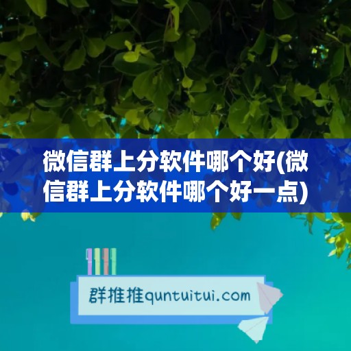 微信群上分软件哪个好(微信群上分软件哪个好一点)