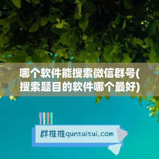 哪个软件能搜索微信群号(搜索题目的软件哪个最好)