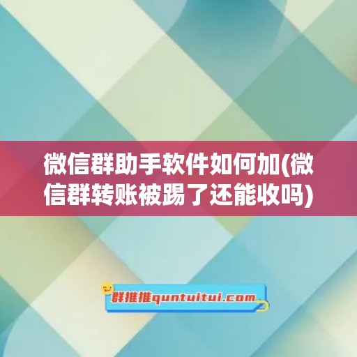 微信群助手软件如何加(微信群转账被踢了还能收吗)