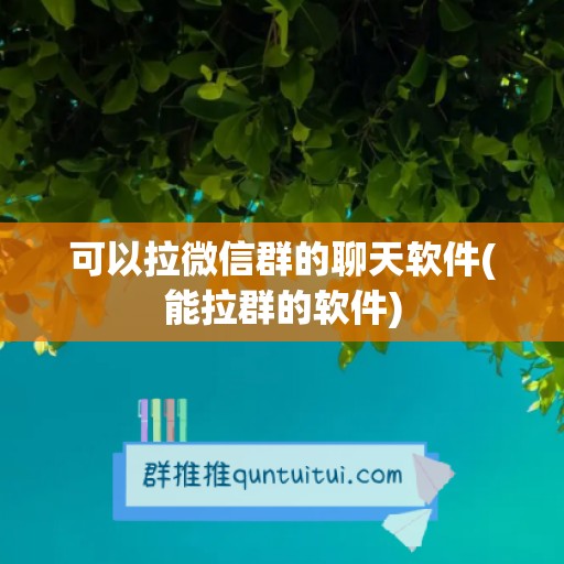 可以拉微信群的聊天软件(能拉群的软件)